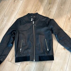 Schott NYC Leather Cafe Racer Bomber Jacket Large